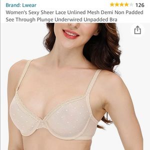 Sheer unlined Demi bra in 32c